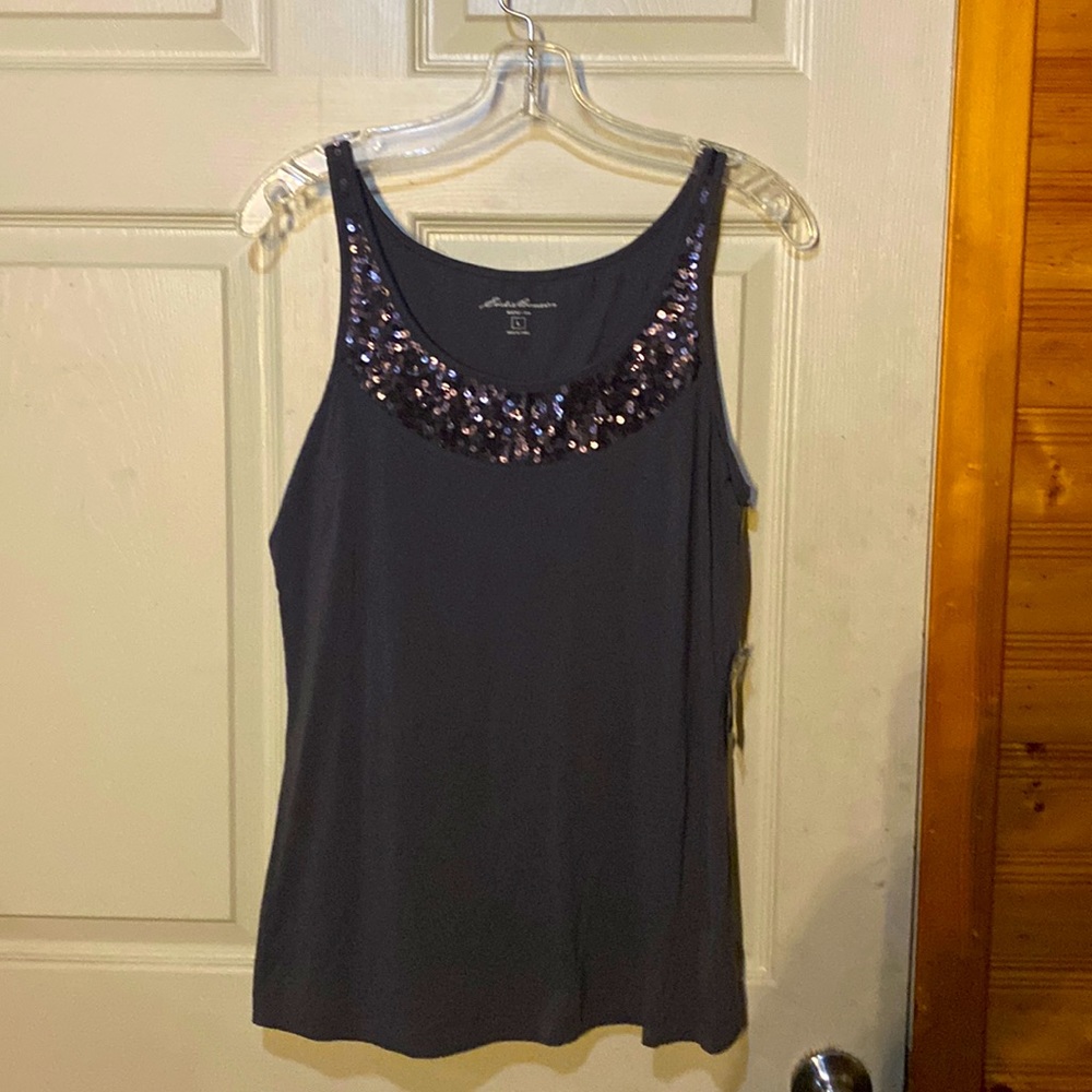 Charcoal Eddie Bauer Tank with Sequins size L